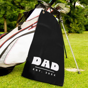 Personalized Dad Est. Year - Modern Black & White Golf Towel