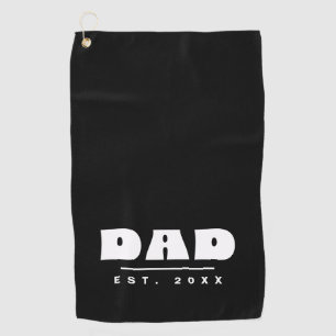 Personalized Dad Est. Year - Modern Black & White Golf Towel