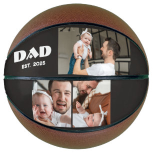 Personalized Dad Established 3-Photo Collage Basketball