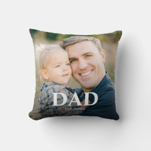 Personalized Dad Established Fathers Day Photo Throw Pillow