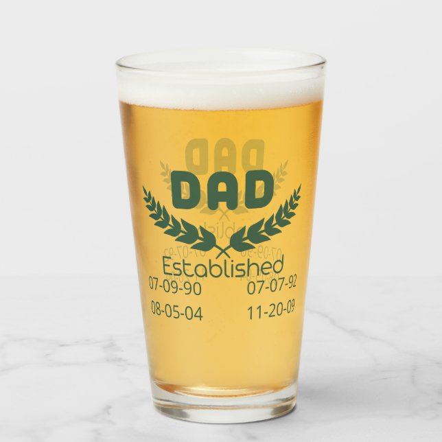 Personalized Dad Established Glass (Back Filled)