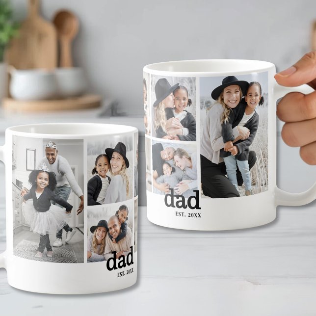 Personalized Dad Established Photo Collage Coffee Mug (Personalized Dad Established Photo Collage Coffee Mug)