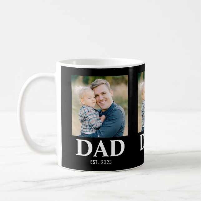Personalized Dad Established Photo Fathers Day Coffee Mug (Left)