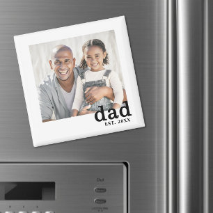 Personalized Dad Established Photo Magnet