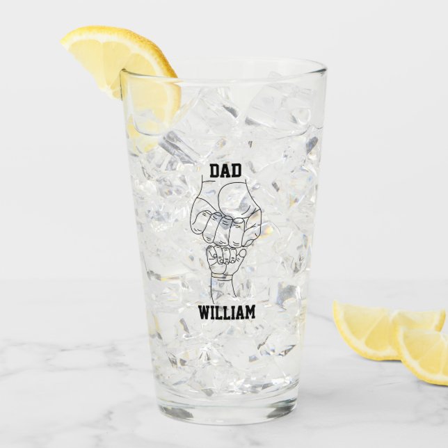 Personalized Dad Father Daddy Gift with Kid's Name Glass (Front Ice)