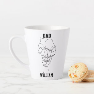 Personalized Dad Father Daddy Gift with Kid's Name Latte Mug