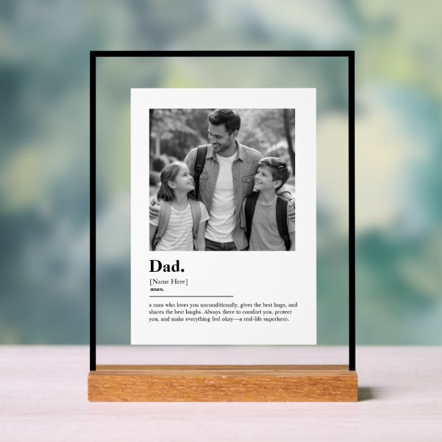 Personalized Dad Gift Dictionary Definition Photo Acrylic Sign (Neutral)