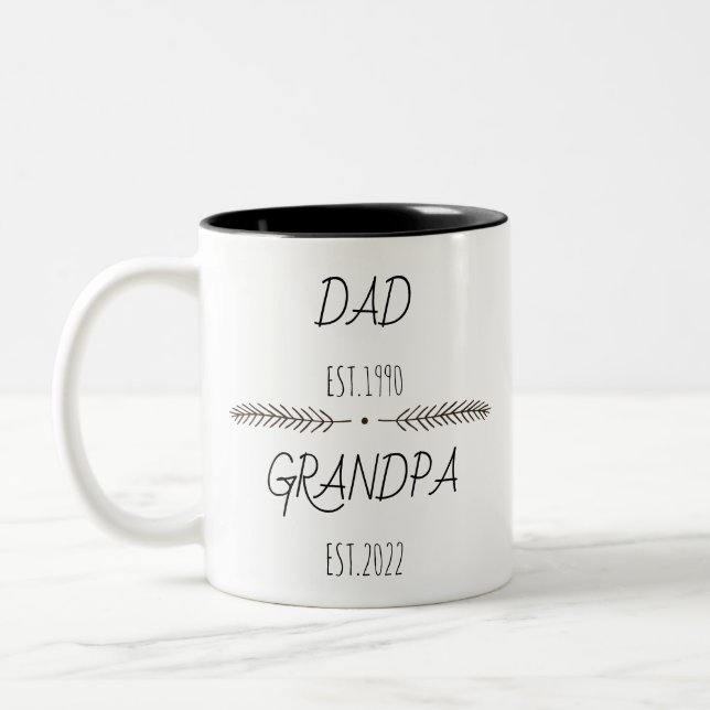 Personalized Dad Grandpa Est Custom Year Two-Tone Coffee Mug (Left)