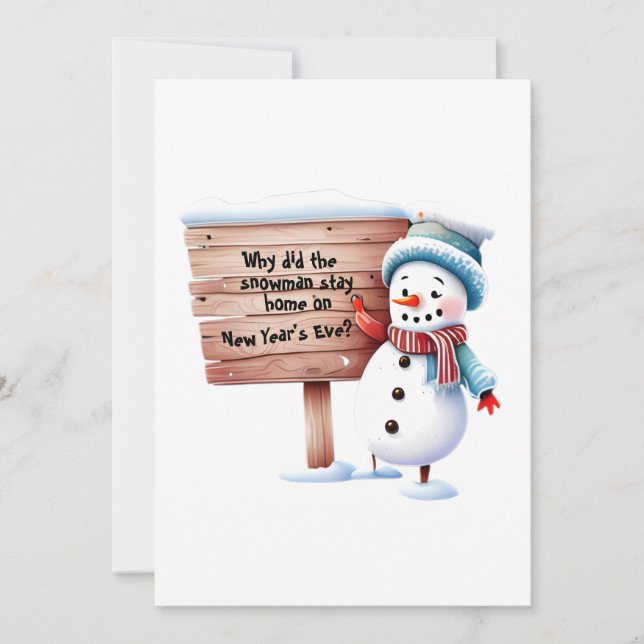 Personalized Dad Joke Fun Snowman New Year Card (Front)