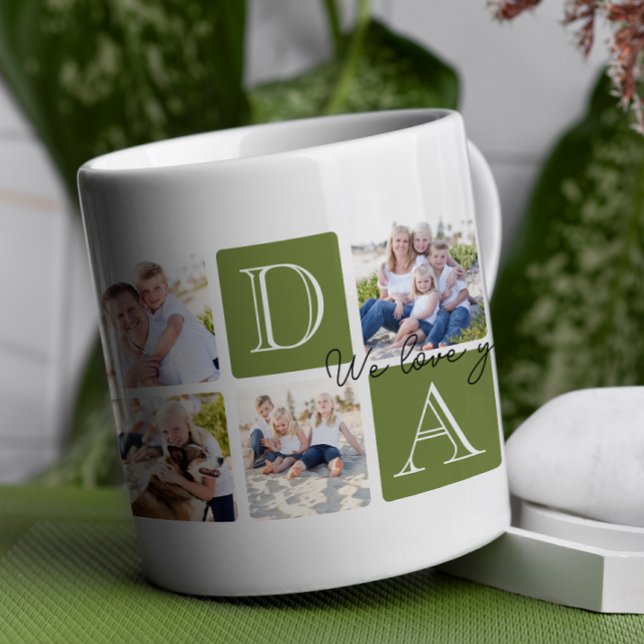 Personalized Dad Love 7 Photo Collage Coffee Mug (Celebrate Dad with a timeless and elegant design that’s as special as he is! )