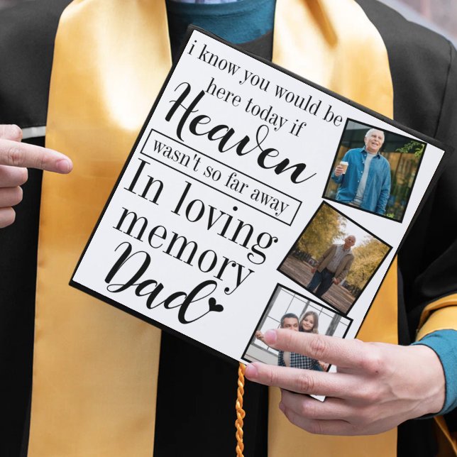 Personalized Dad Memorial Photo Collage Graduation Cap Topper (Creator Uploaded)