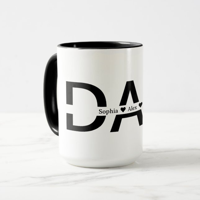 Personalized DAD Mug Custom Kids Names Father's Da (Front Left)