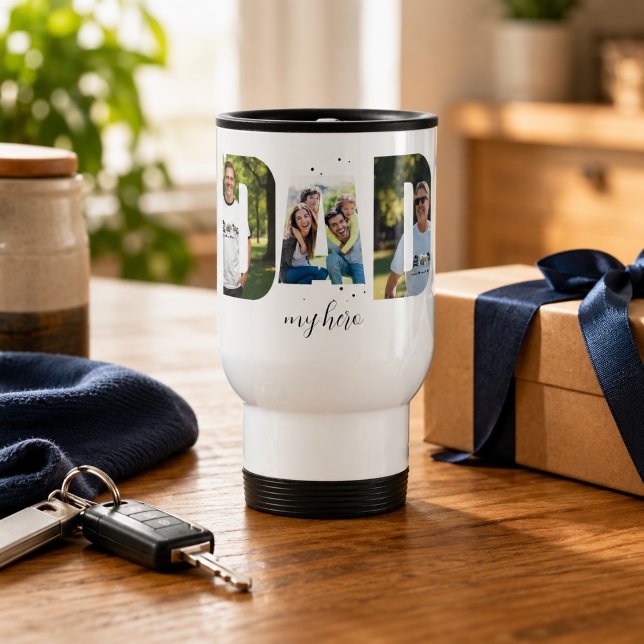 Personalized “DAD my hero” Travel Coffee Mug (Creator Uploaded)