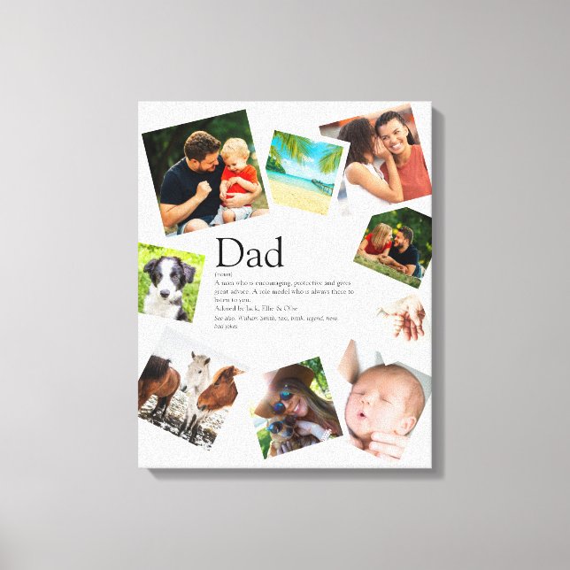 Personalized Dad Name Definition 9 Photo Collage Canvas Print (Front)