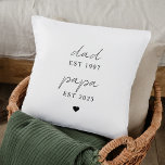 Personalized Dad & Papa EST Throw Pillow | Custom<br><div class="desc">Celebrate the journey from fatherhood to grandfatherhood with this elegant Dad & Papa EST throw pillow. Featuring two custom dates and a minimalist heart design, this soft cotton pillow is a heartfelt gift for Father’s Day, birthdays, or new grandpa announcements. Perfect for cozying up in the living room or adding...</div>