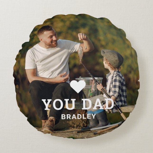 Personalized Dad Photo and Names Round Pillow (Front)