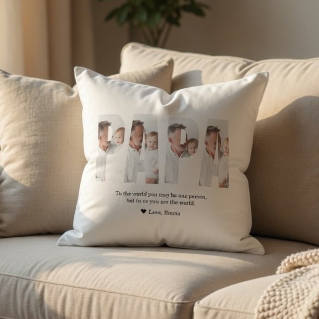Personalized Dad Photo | Best Dad Ever Custom Gift Throw Pillow (Creator Uploaded)