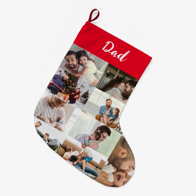 Personalized Dad Photo Collage Christmas Stocking  (Front (Hanging))