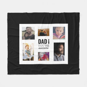 Personalized Dad Photo Collage Father's Day  Fleece Blanket