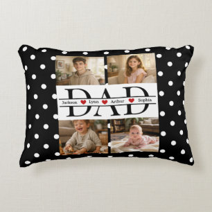 Personalized Dad Photo Collage & Kids Name Accent Pillow