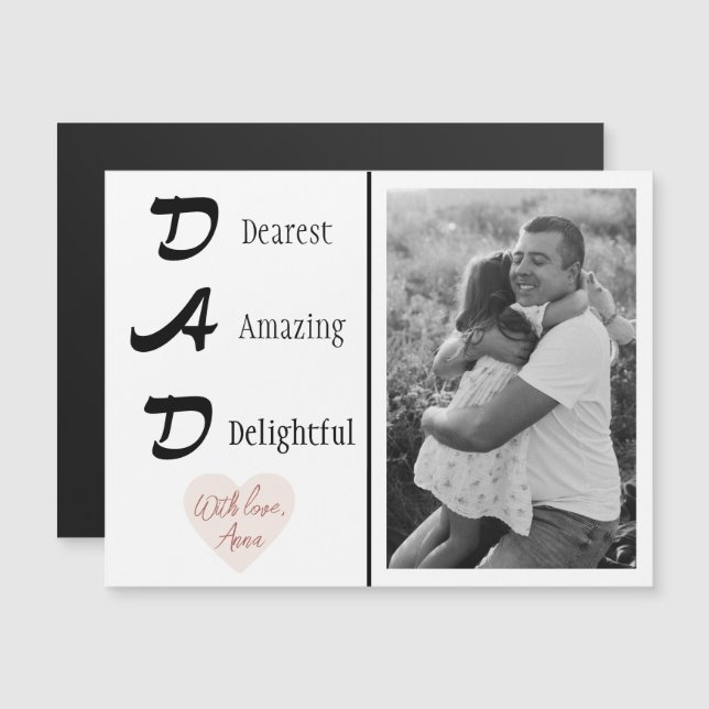 Personalized Dad Photo | Fathers Day Magnetic Card (Front/Back)
