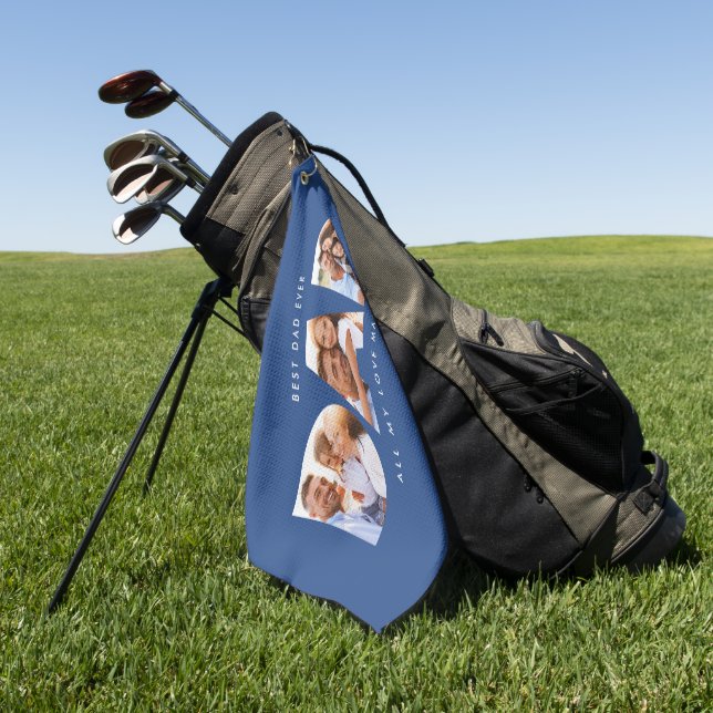  Personalized Dad Photo Golf Towel – Custom Father (Green)