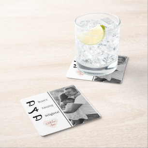 Personalized Dad Photo Paper Coaster   Fathers Day