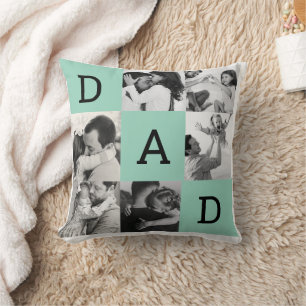 Personalized Dad photo print, Father's day gift Throw Pillow