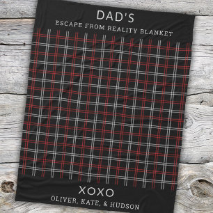 Personalized Dad Red Black Plaid Funny Gift Fleece Blanket