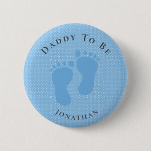 Personalized Dad to Be Blue Dots (Boy) Button