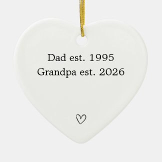 Personalized Dad to Grandpa Heart  Ceramic Ornament