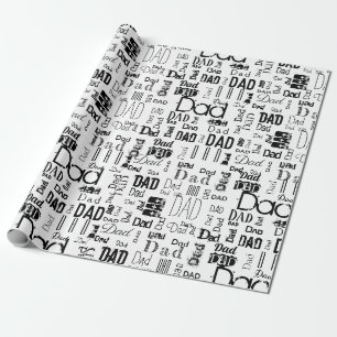 Personalized Dad Typography Black White Wrapping Paper