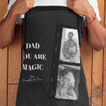 Personalized 'Dad You Are Magic' Two Fathers Photo Apron<br><div class="desc">Celebrate the magic of fatherhood with our personalized 'Dad You Are Magic' apron! This unique design features a stylish black background, a cherished photo of two fathers, and the heartfelt message 'Dad You Are Magic.' Add a special touch by customizing it with your kids' names. This high-quality apron makes a...</div>