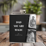Personalized 'Dad You Are Magic' Two Fathers Photo Hip Flask<br><div class="desc">Celebrate the magic of fatherhood with our personalized 'Dad You Are Magic' vinyl wrapped flask! This unique design features a sleek black background, a cherished photo of two fathers, and the heartfelt message 'Dad You Are Magic.' Add a special touch by customizing it with your kids' names. This high-quality flask...</div>