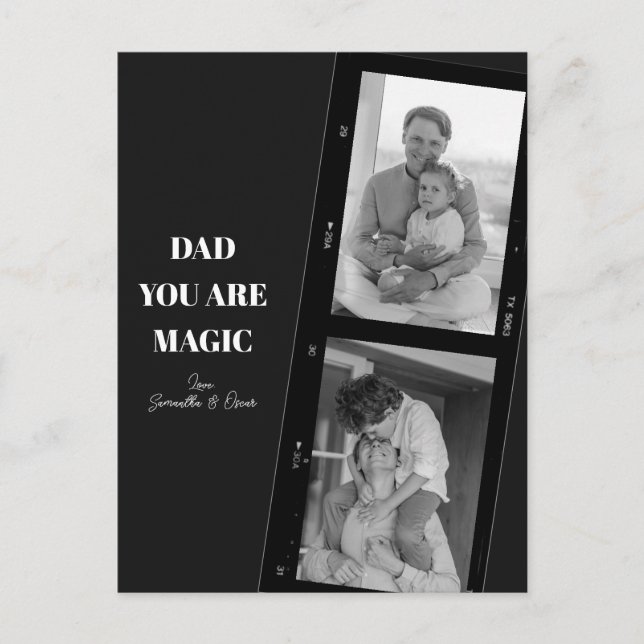 Personalized 'Dad You Are Magic' Two Fathers Photo Postcard (Front)