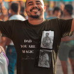 Personalized 'Dad You Are Magic' Two Fathers Photo T-Shirt<br><div class="desc">Celebrate the magic of fatherhood with our personalized 'Dad You Are Magic' men's T-shirt! This unique design features a stylish black background, a cherished photo of two fathers, and the heartfelt message 'Dad You Are Magic.' Add a special touch by customizing it with your kids' names. Made from high-quality, soft...</div>
