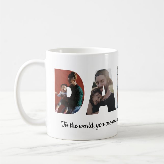 Personalized Daddy 5 Photo Collage Father's Day Coffee Mug (Left)