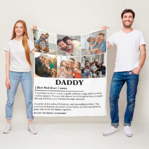 Personalized Daddy Definition 6 Photo Collage Fleece Blanket