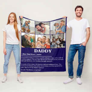 Personalized Daddy Definition 6 Photo Collage Fleece Blanket