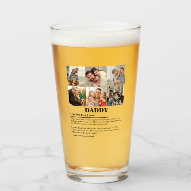 Personalized Daddy Definition 6 Photo Collage Glass (Front Filled)