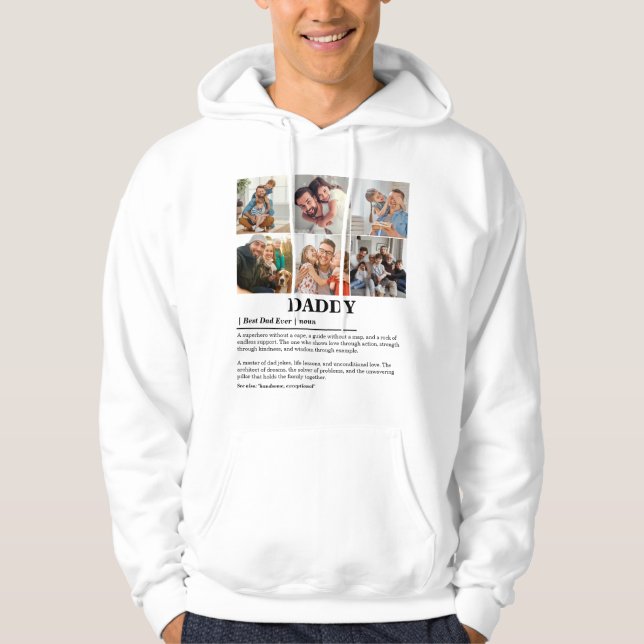 Personalized Daddy Definition 6 Photo Collage Hoodie (Front)