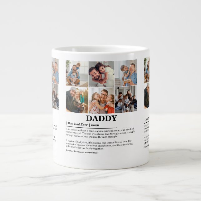 Personalized Daddy Definition 6 Photo Collage Large Coffee Mug (Front)