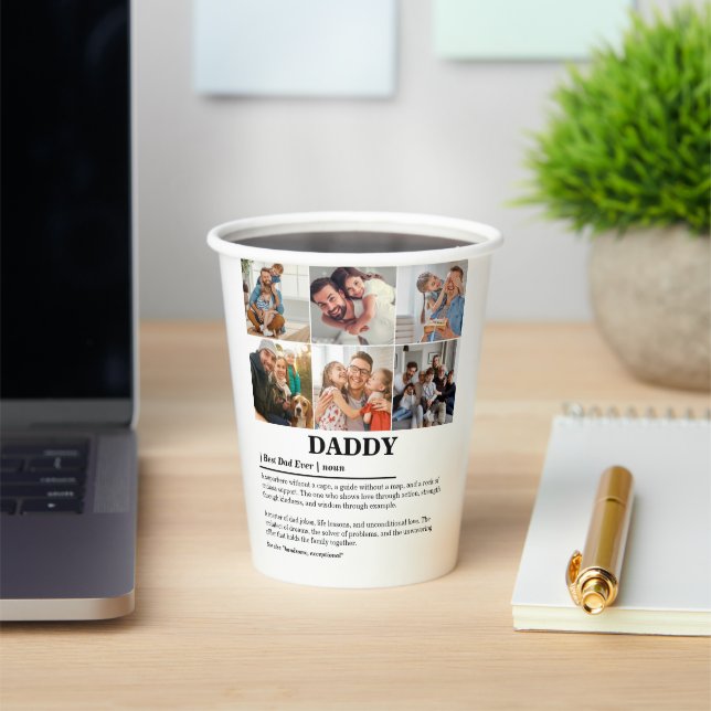 Personalized Daddy Definition 6 Photo Collage Paper Cups (Insitu)