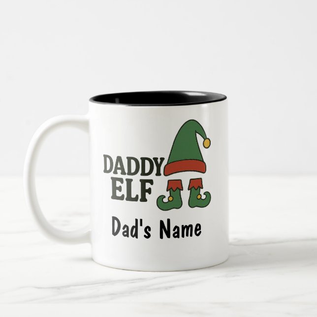 Personalized Daddy Elf Mug – Custom Christmas Gift (Left)