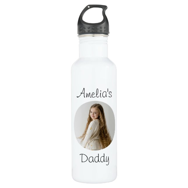 Personalized Daddy Gift – Custom Child Face -  710 Ml Water Bottle (Front)