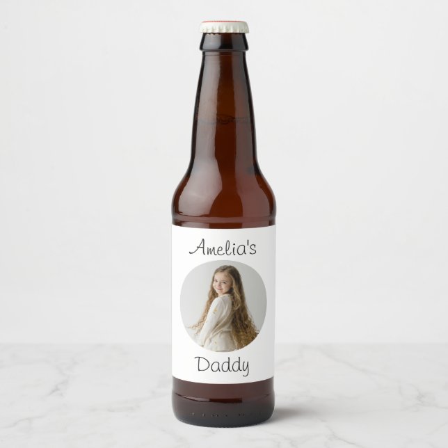 Personalized Daddy Gift – Custom Child Face -  Beer Bottle Label (Front)