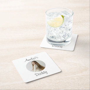 Personalized Daddy Gift – Custom Child Face - Square Paper Coaster