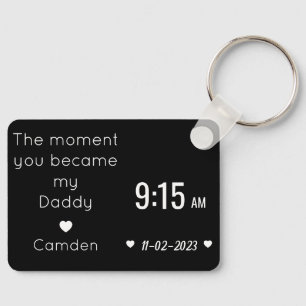 Personalized Daddy Moment Custom Birth Time, photo Keychain