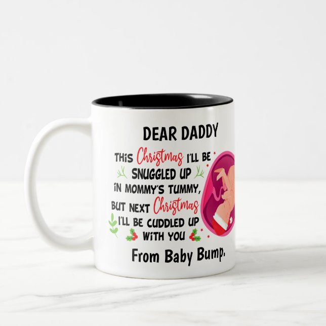 Personalized Daddy To Be from Baby Bump Christmas Two-Tone Coffee Mug (Left)
