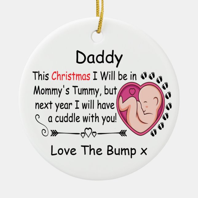 Personalized Daddy To Be from Bump 1st Christmas Ceramic Ornament (Front)